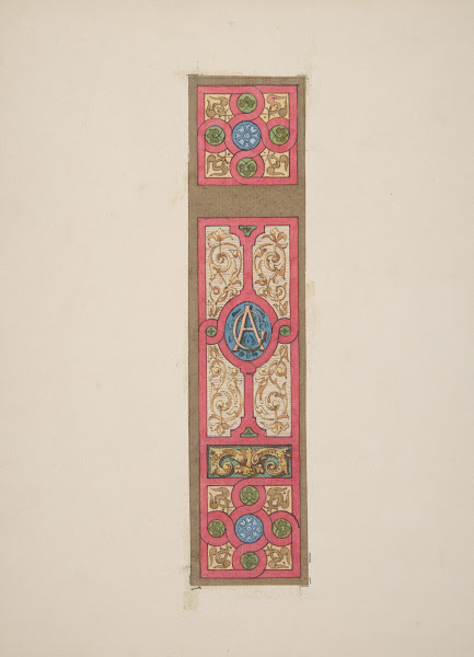 Design for the painted decoration of a wall of ceiling panel monogrammed CA 19th