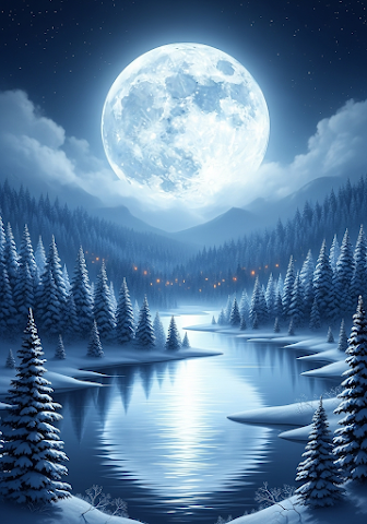 Enchanting Moonlit Winter Wonderland | Snowy Forest Serenity