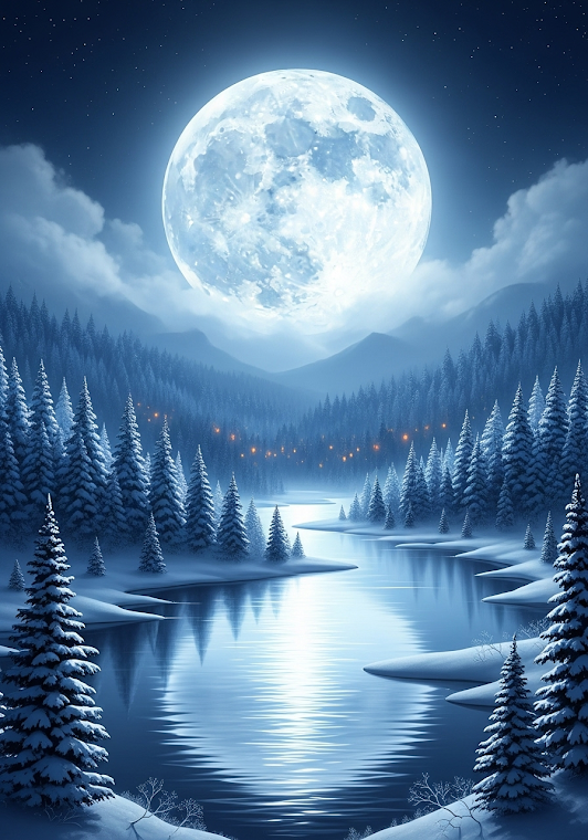 Enchanting Moonlit Winter Wonderland | Snowy Forest Serenity