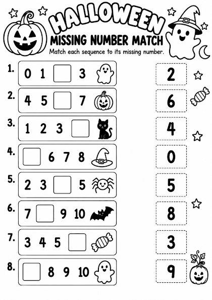 Halloween Missing Number Match