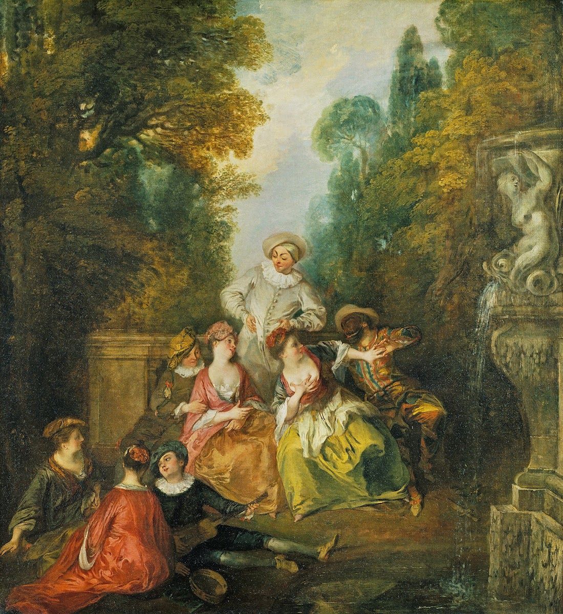Italian Comedians by a Fountain c 1717 1718