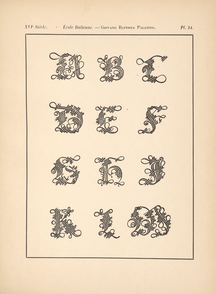 École Italienne  Giovano Battista Palatino  Initiales avec rinceaux 1895