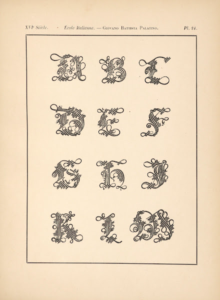 École Italienne  Giovano Battista Palatino  Initiales avec rinceaux 1895