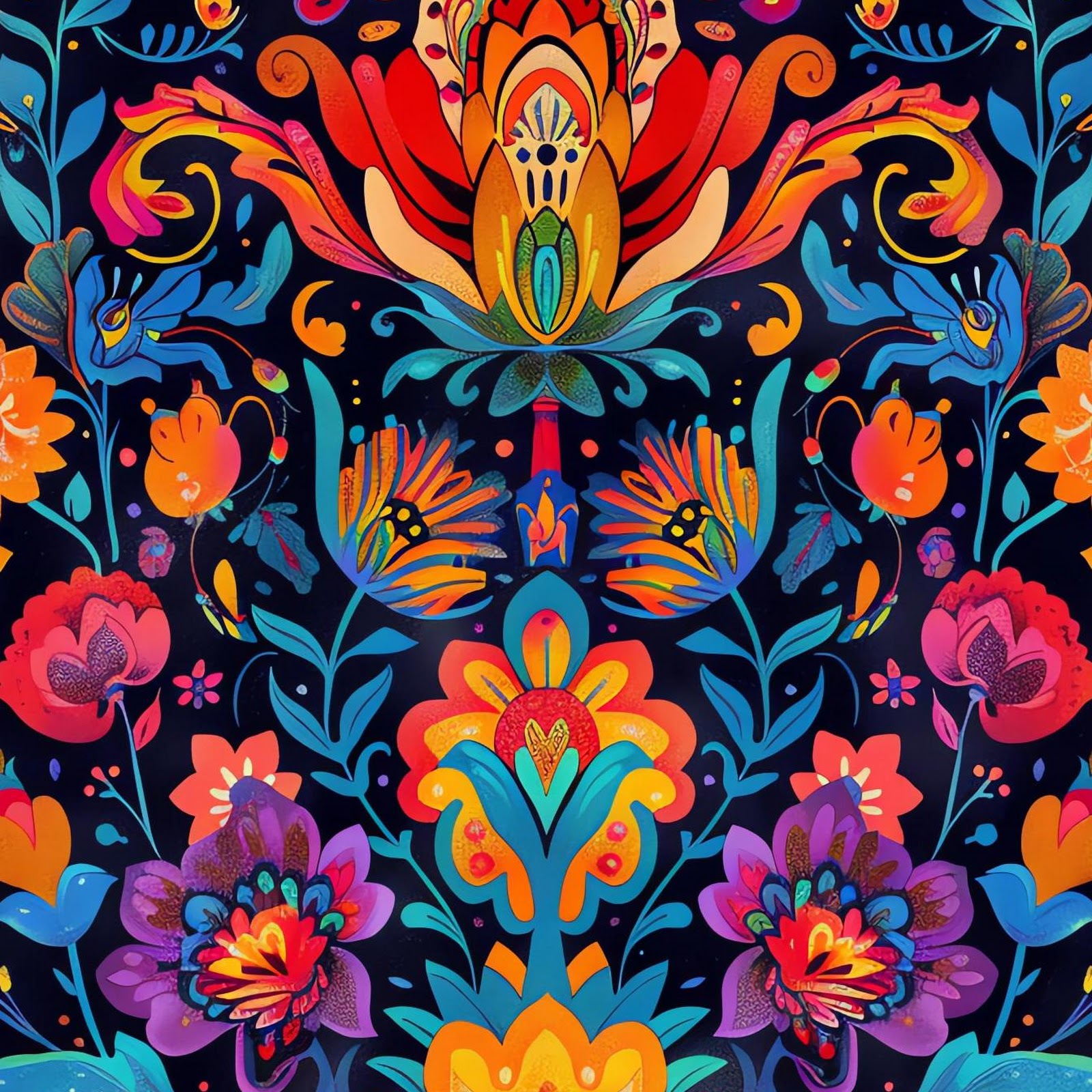 Download Vibrant Folk Floral Pattern Full HD iPhone