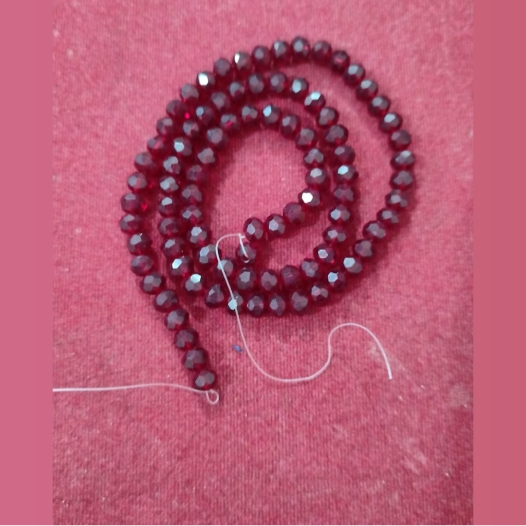 6 mm maroon glass crystal-1 line