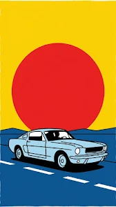 Minimalist Pop Art Illustration of a Blue Vintage Sports Car