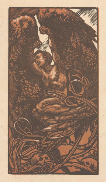 Gevleugelde vrouw met schedels 1897