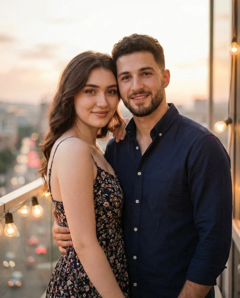 Pareja romántica estilo fotorrealista 4:5