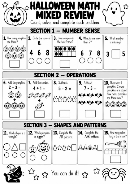 Halloween Math Mixed Review