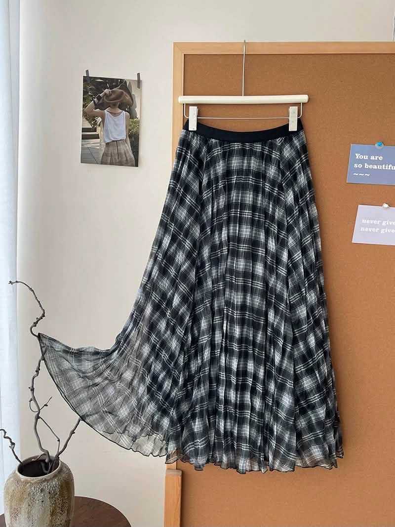 Chân váy dài voll caro lưng chun XONXEN SHOP 1301 – Image 2