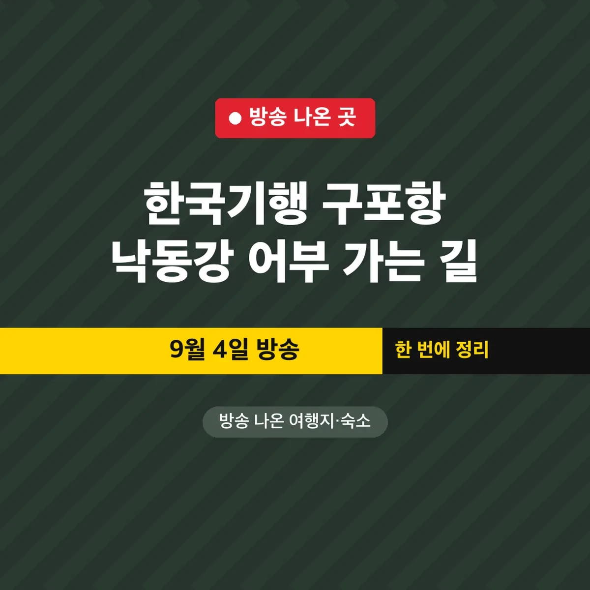 한국기행 구포항 낙동강 어부 가는 길, 9월 4일 방송