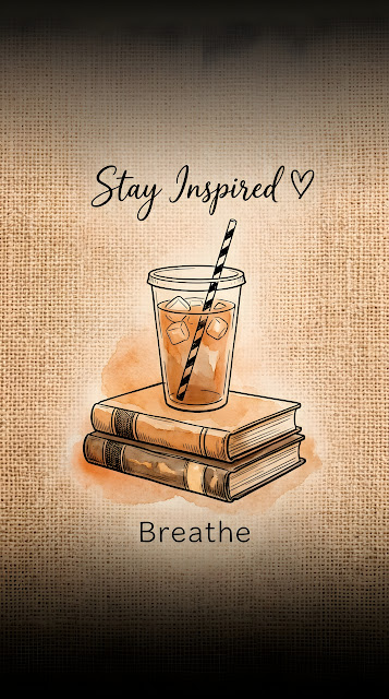 Minimalist Coffee and Books Stay Inspired Wallpaper - Free mobile Wallpaper