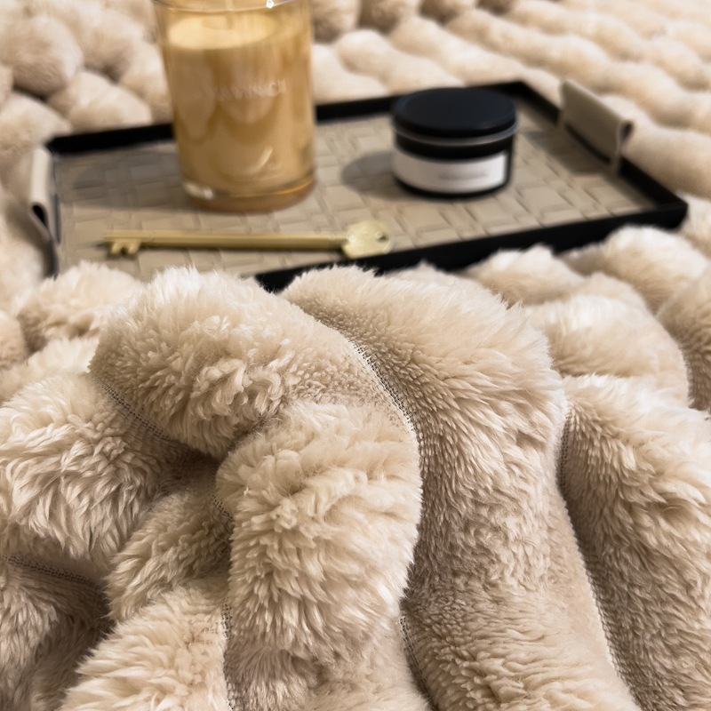 Kaninchenfell-Fleece-Wolldecke, Polyester, 300–500 g