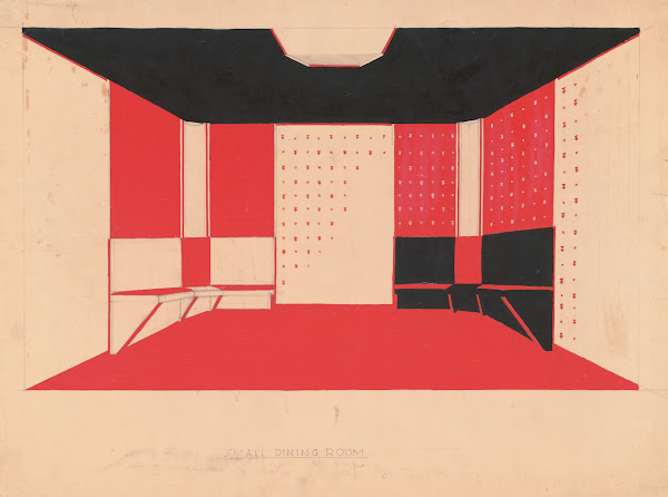 Design for unidentified building Small Dining Room Drawing of dining room with b