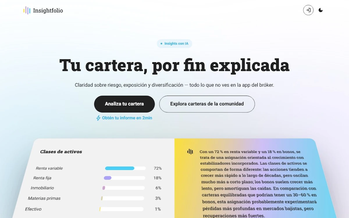 Captura de Insightfolio