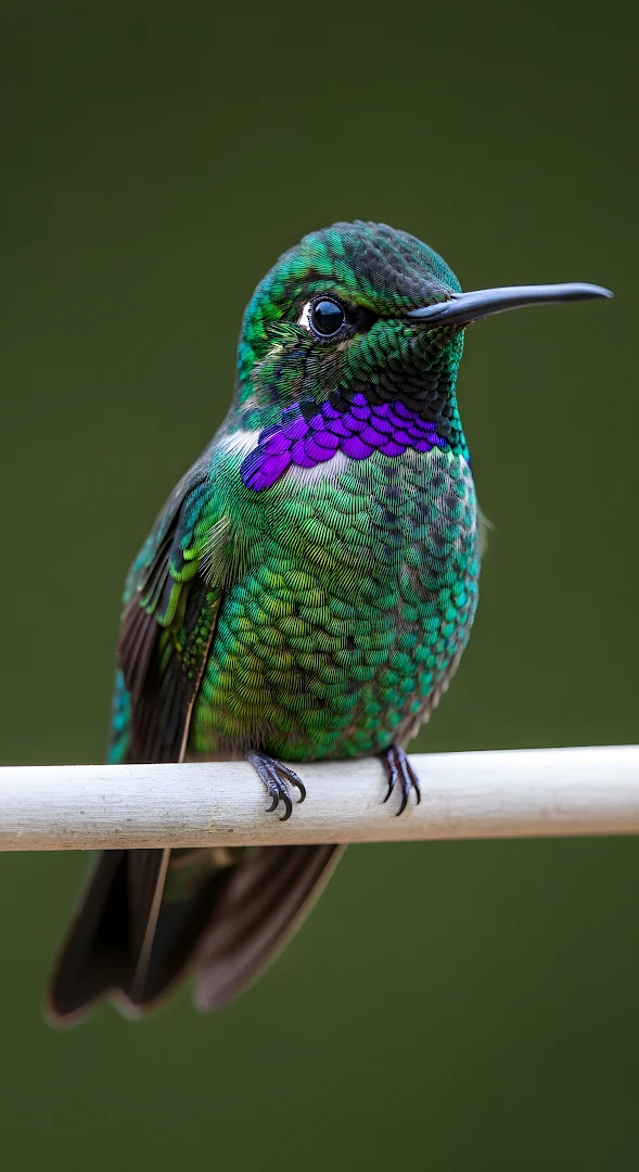 Iridescent Green Hummingbird Violet Throat Feathers