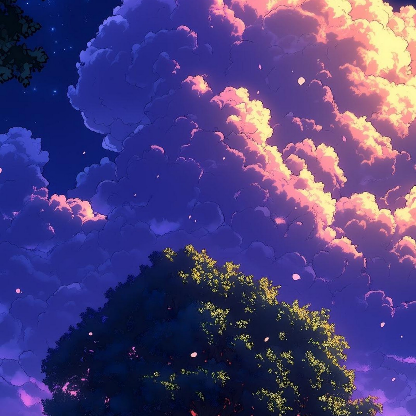 Download Large Tree Under Purple Sky iPhone