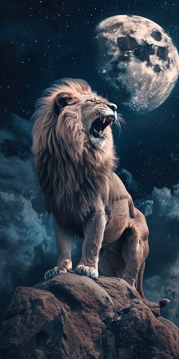 Lion Moon Night Picture