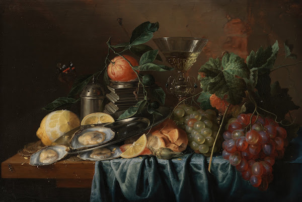 Still Life with Oysters and Grapes 1653