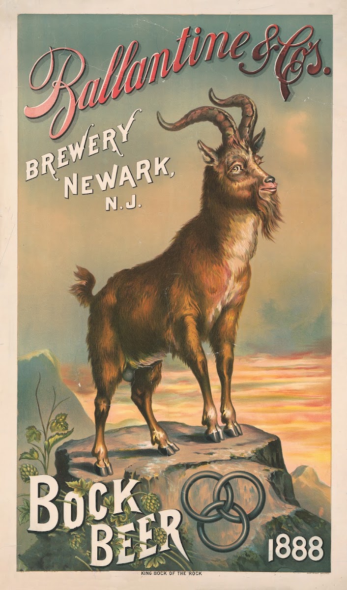 Ballatine  Cos brewery Newark NJ Bock Beer 1888 King Bock of the rock 1888
