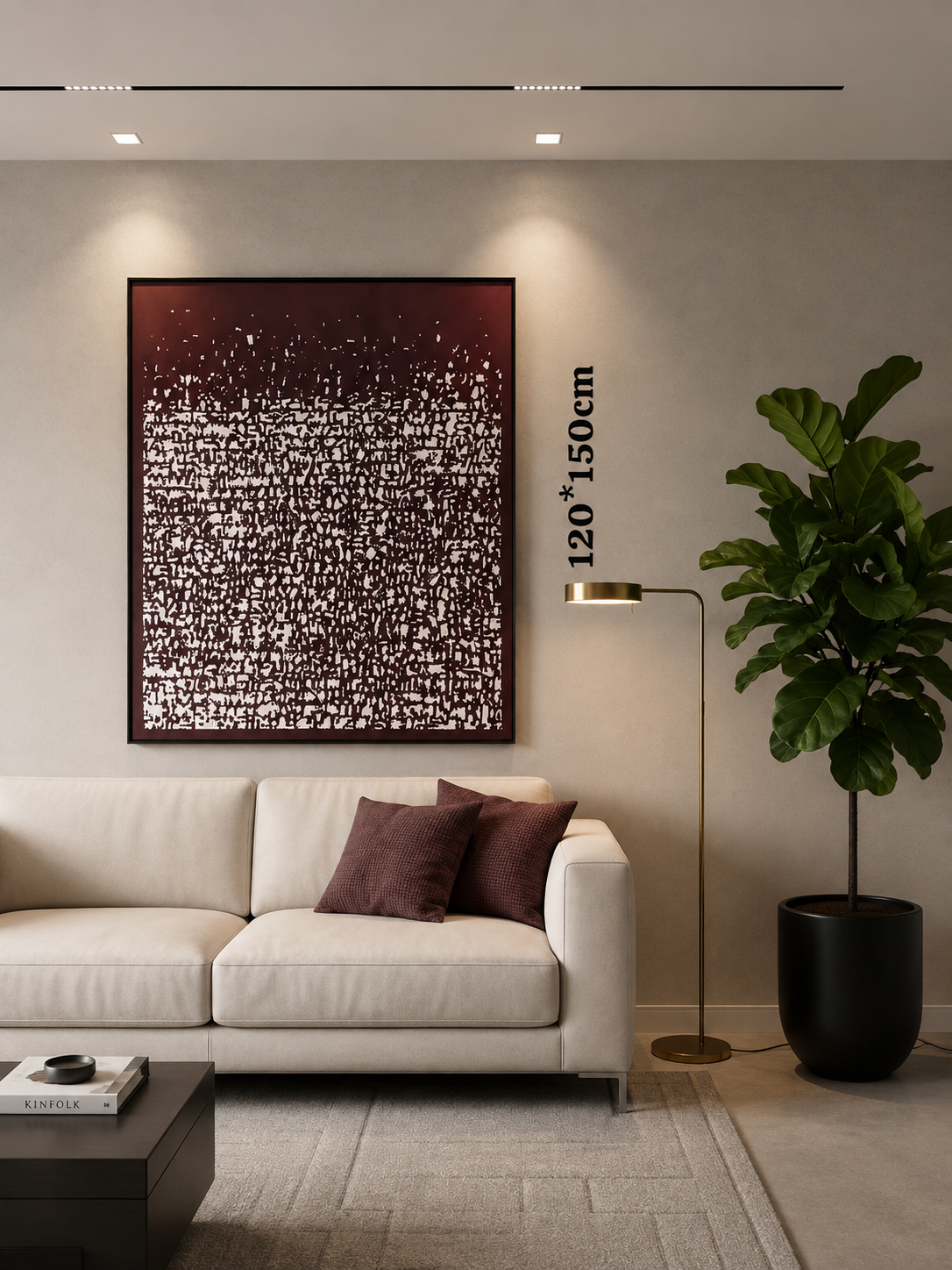 Framed Red Textured Abstract – Contemporary 120-150cm