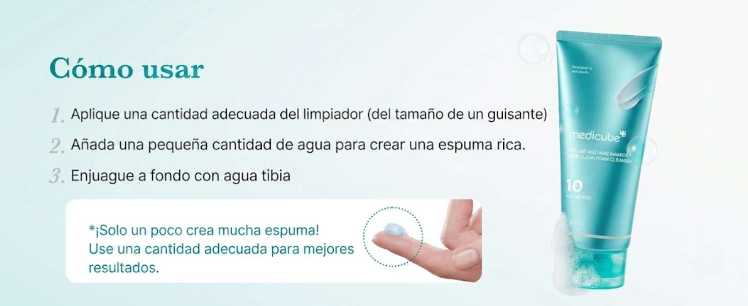 Modo de uso del limpiador no comedogénico Medicube