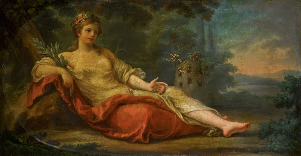 The Goddess Melissa Reclining By A Beehive In A Landscape 18th Century