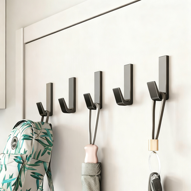 Aluminum wall hook with adhesive surface