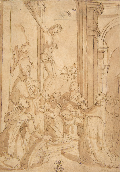 St Thomas Aquinas Presenting His Work To The Crucified Christ Ca 1593
