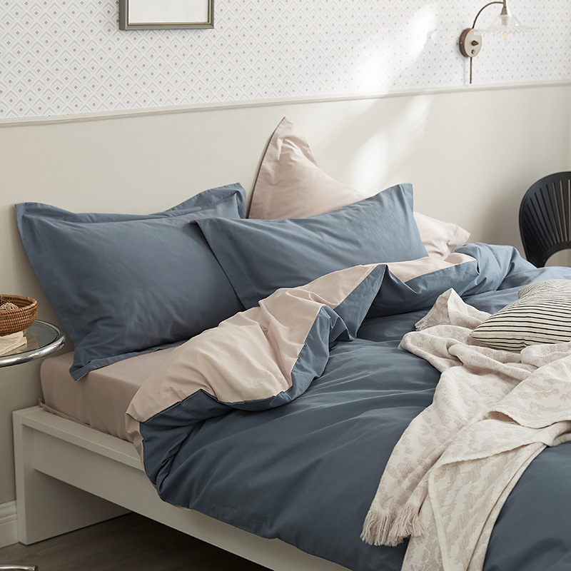 Bed linen set, 4-piece, cotton, flocked