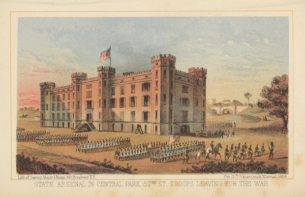 State Arsenal in Central Park 57th St Troops leaving for the War 1862