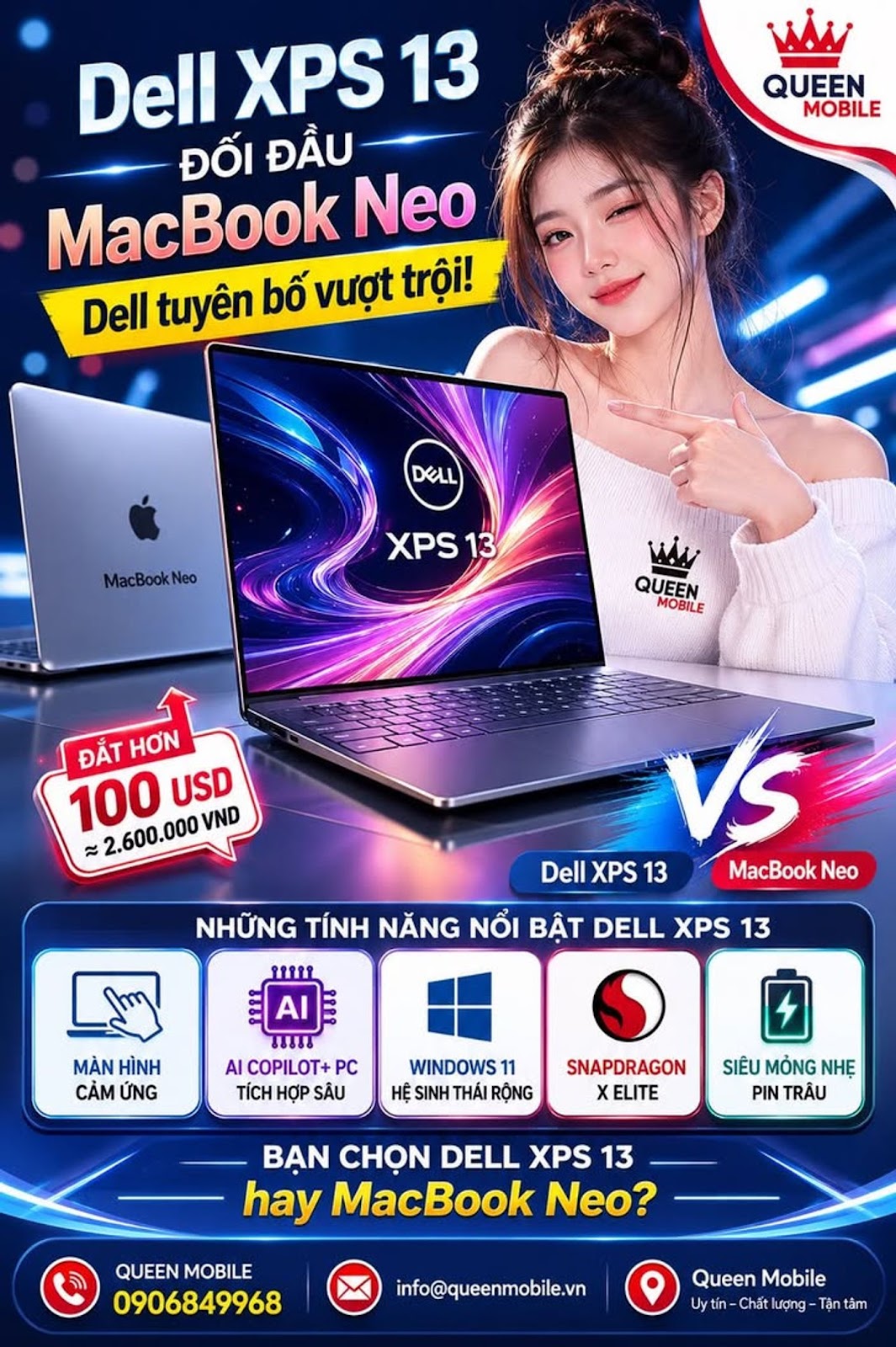 Dell XPS 13 Mới Tuyên Chiến MacBook Neo, Đắt Hơn Nhưng Dell Khẳng Định Có Những Thứ Apple Không Có
