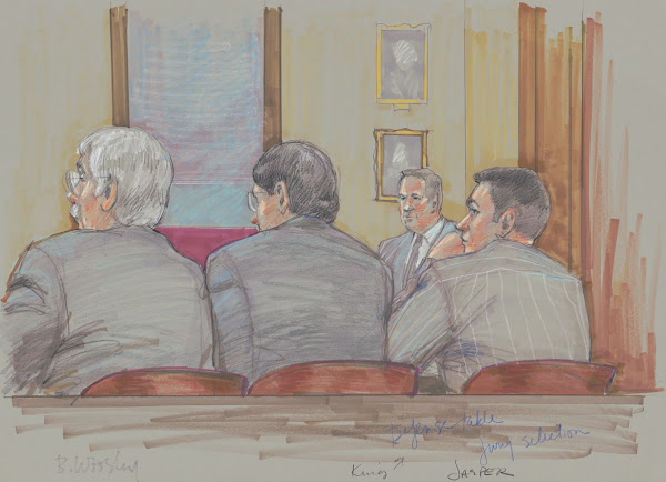 John William Bill King seated at defense table during jury selection at his tria