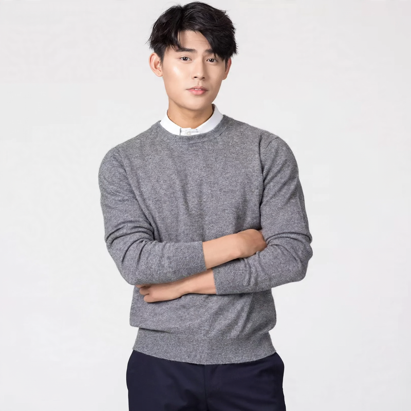 Men's knit sweater with V-neck