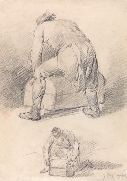 A Man Lifting a Trunk Two studies on one sheet 1792
