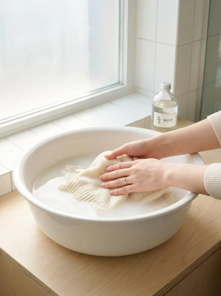 세탁 완료 후 깨끗해진 니트 이미지