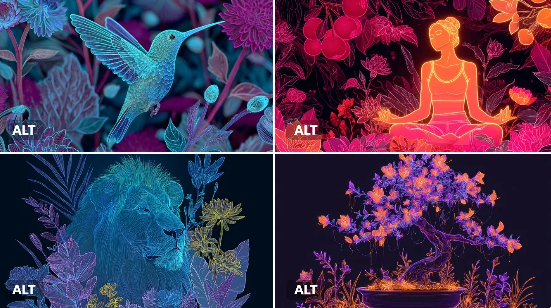 Ilustración de armonía floral neón