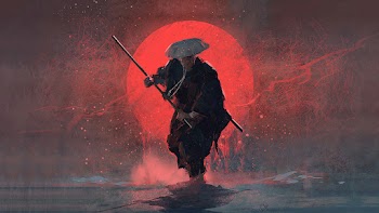 Red Moon Samurai Wallpaper