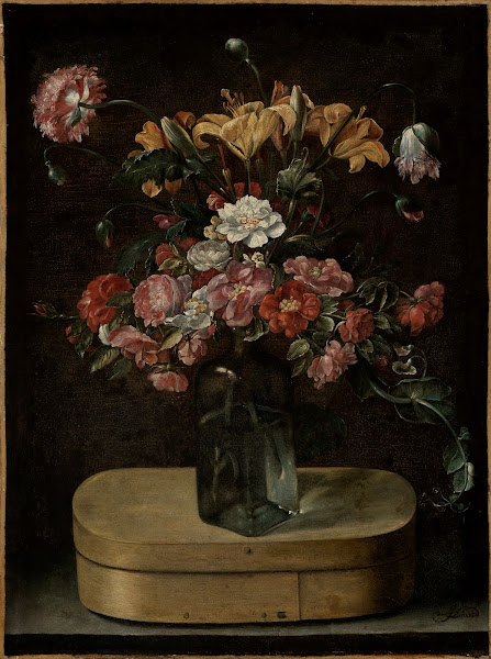 Blumenstrauss auf einer Spanschachtel ca 1640