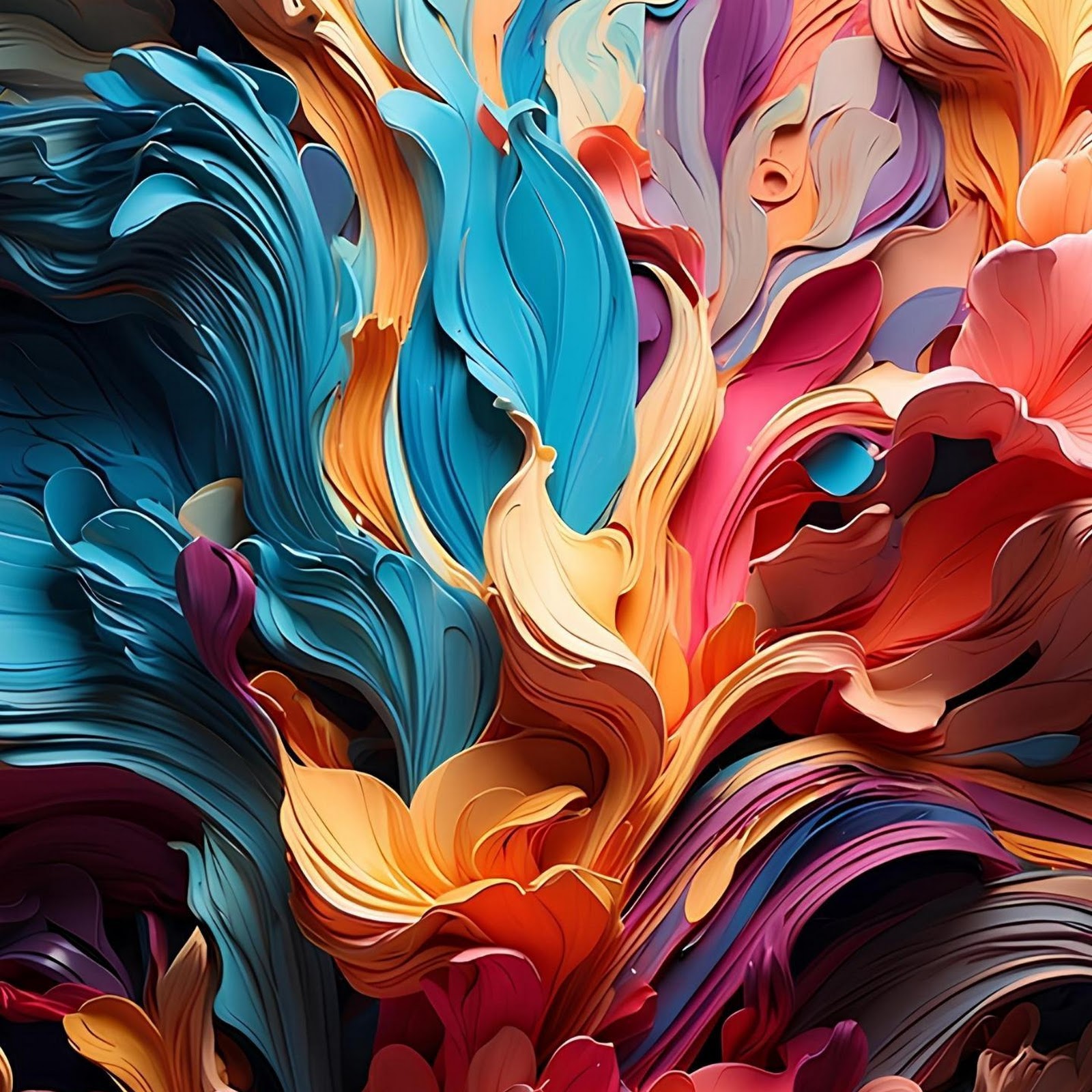 Download Vibrant Sculpted Paper Waves 2K iPhone