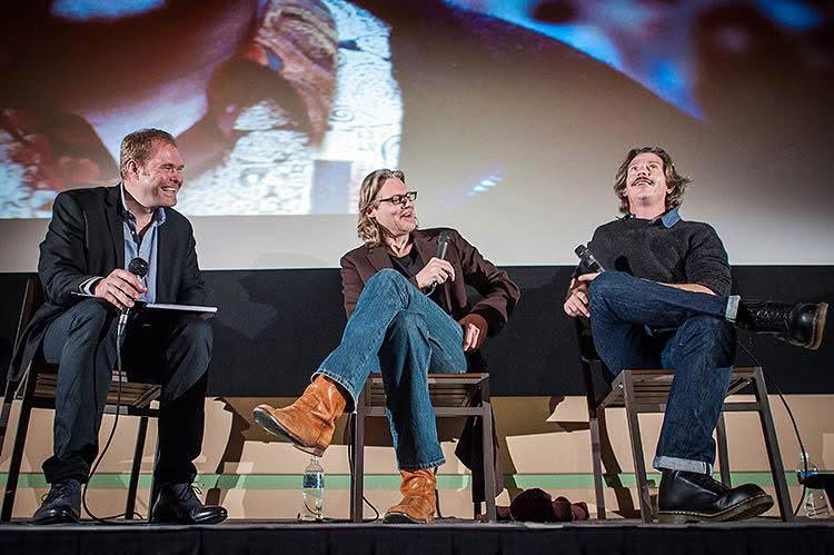 Oscar Hillerstrom with Ben Mendelsohn and Andrew Dominik at Popcorn Taxi