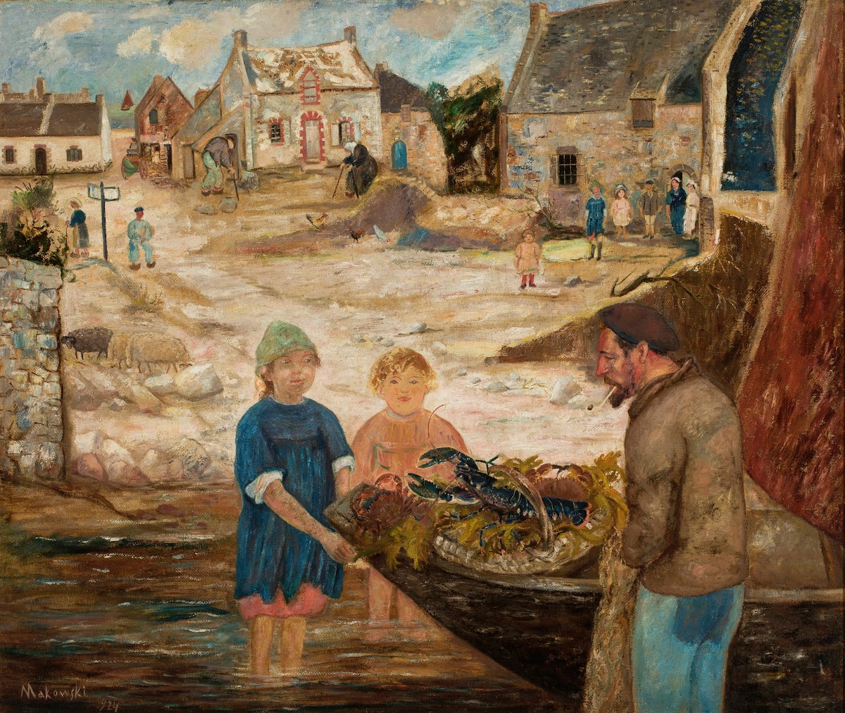 Return from a crayfish fishing trip 1924
