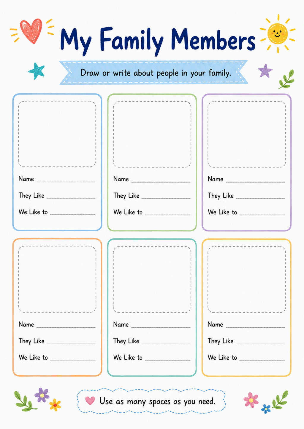 My Family Members Worksheet