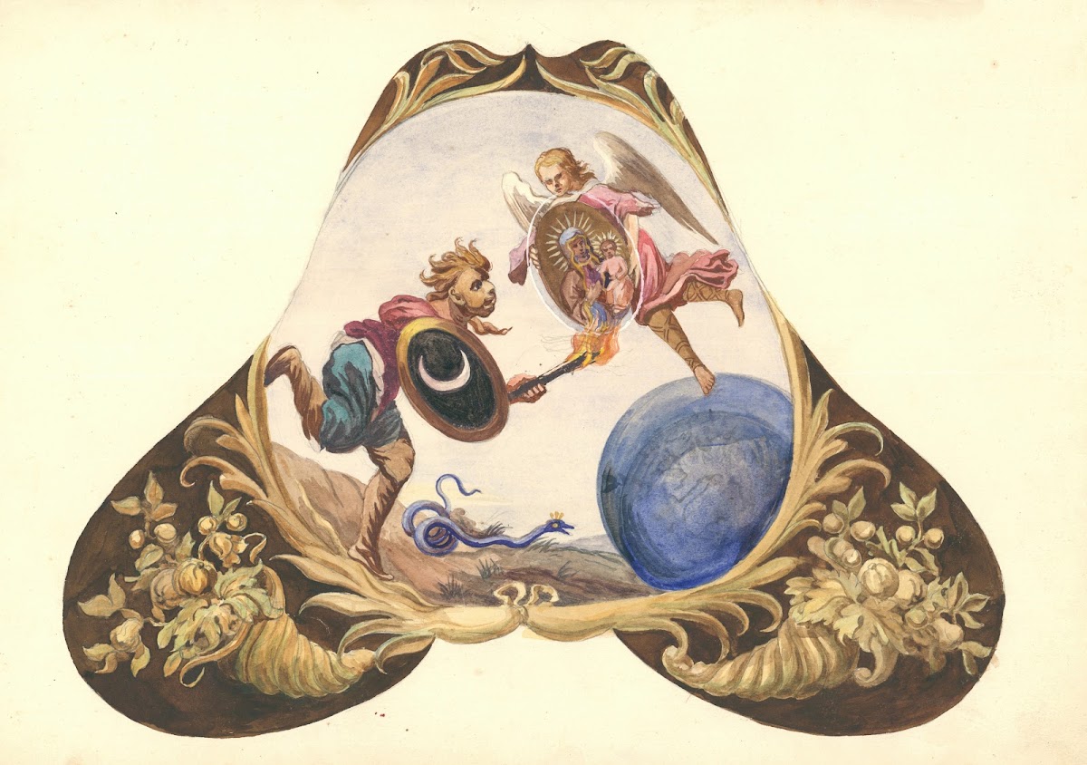 Anioł chroniący świat Tarczą Maryjną 1912