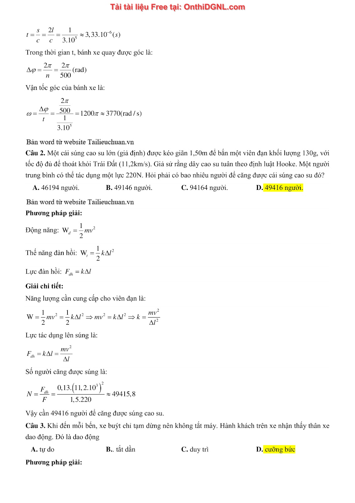 105 bài tập môn Vật Lý - Ôn thi ĐGNL Bách khoa Hà Nội Phần 4