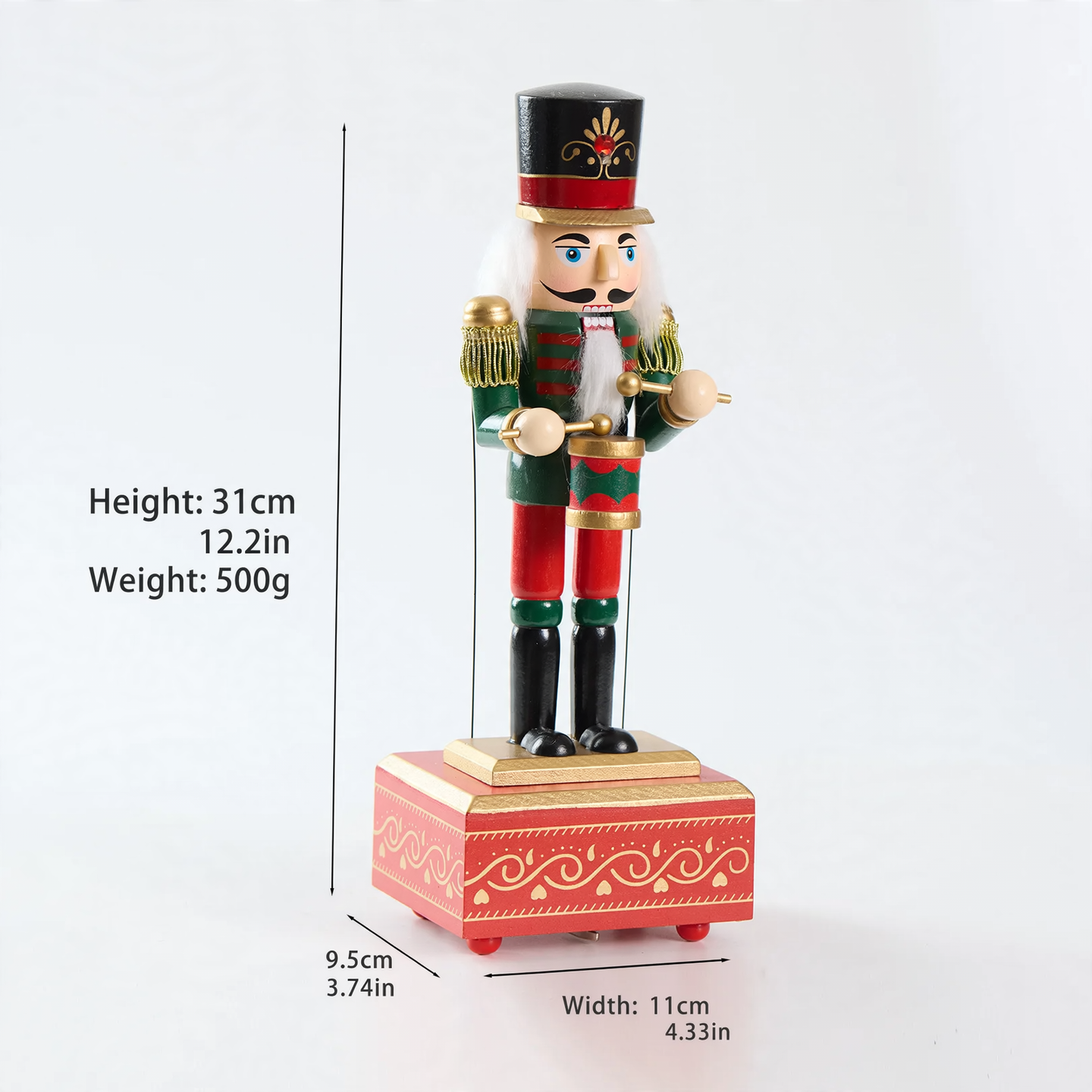 Nutcracker Music Box, 31 cm, Wood