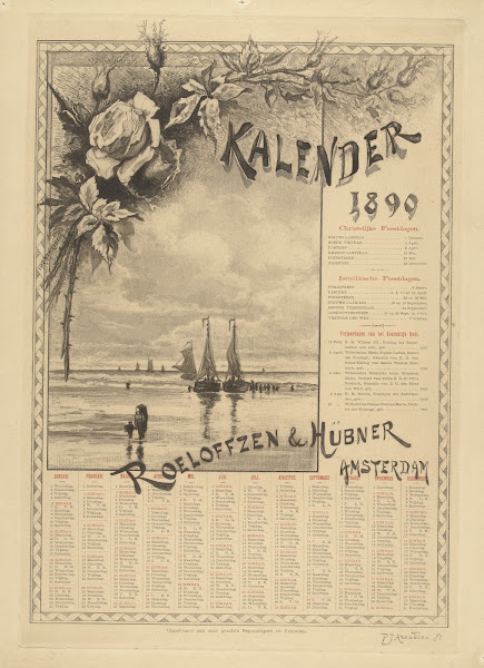 Kalenderblad voor het jaar 1890 1899
