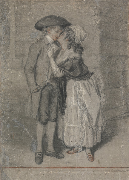 So She Caught Him and Kissed Him Proverbs Chapter VII Verse 13 ca 1780