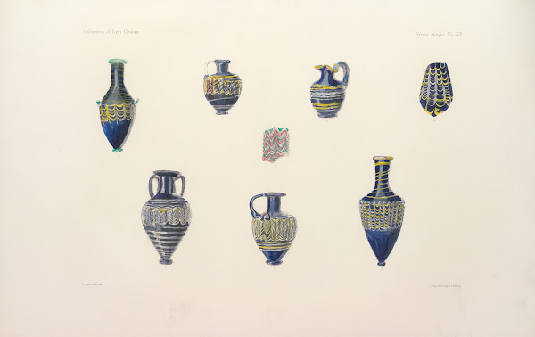 Collection Julien Greau Verrerie antique emaillerie et poterie appartenant a M J