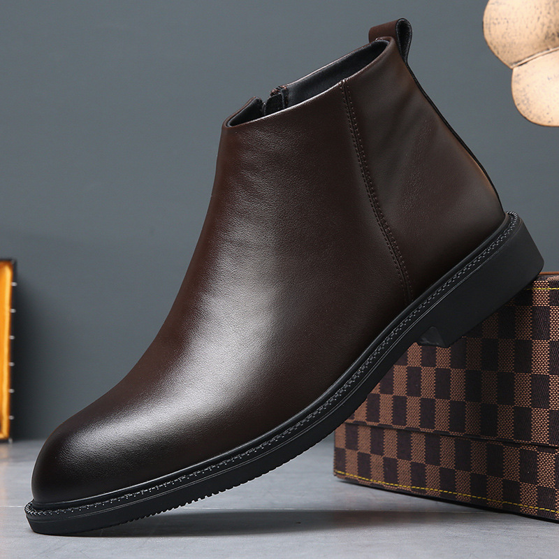Herren-Chelsea-Stiefel, Echtleder, gefüttert, warm